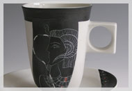 Latte macchiato-Tasse mit Untertasse Dekor "Pharao"